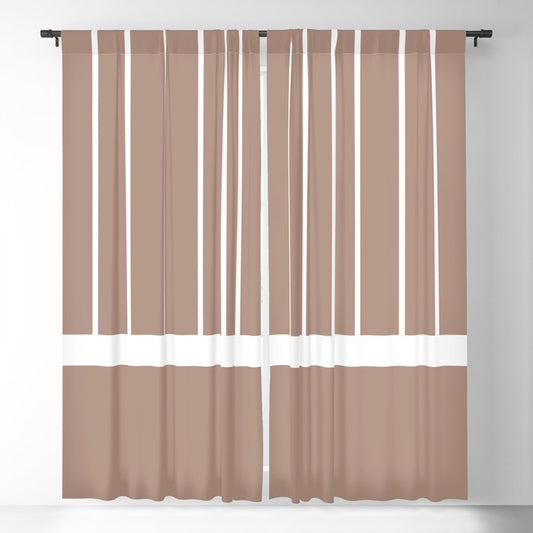 Mid-tone Brown White Minimal Modern Stripe Pattern Pairs 2023 COTY Redend Point SW 9081 Blackout Curtains