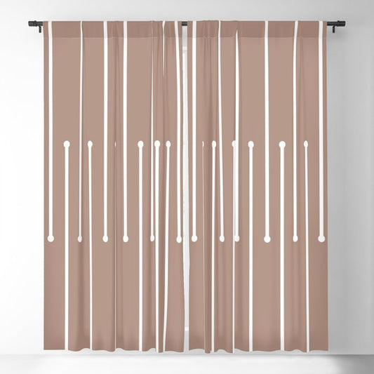 Mid-tone Brown White Minimal Stripe Polka Dot Pattern Pairs 2023 COTY Redend Point SW 9081 Blackout Curtains