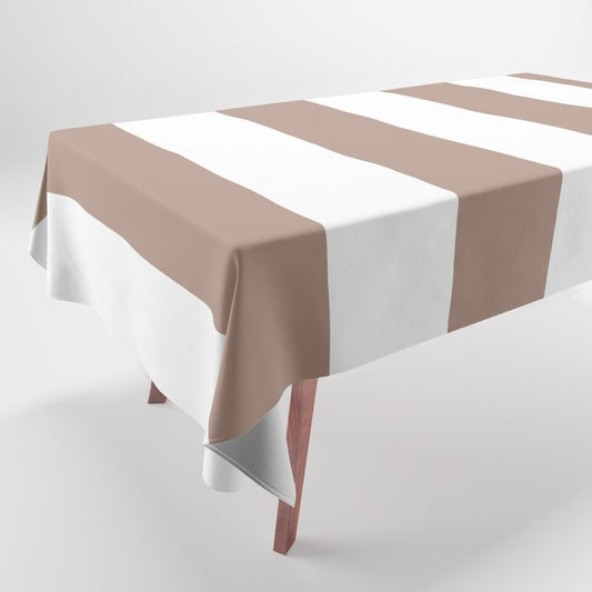Mid-tone Brown White Minimal Vertical Stripe Pattern Pairs 2023 COTY Redend Point SW 9081 Tablecloth