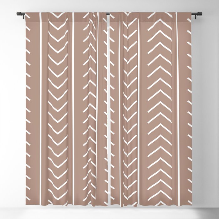 Mid-tone Brown White Modern Stripe Chevron Pattern Pairs 2023 COTY Redend Point SW 9081 Blackout Curtains
