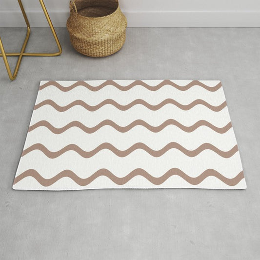 Mid-tone Brown White Rippled Horizontal Stripe Pattern Pairs 2023 COTY Redend Point SW 9081 Throw and Area Rugs