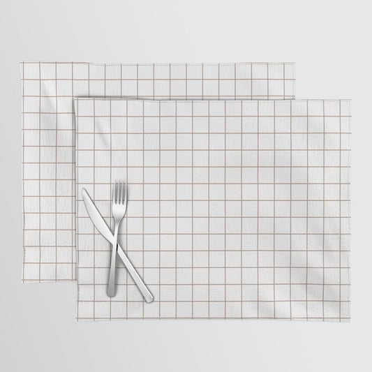 Mid-tone Brown White Tile Grid Pattern Pairs 2023 COTY Redend Point SW 9081 Placemats