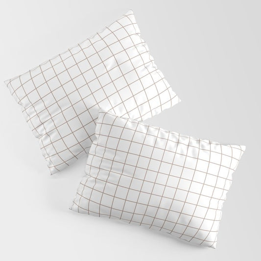 Mid-tone Brown White Tile Grid Pattern Pairs 2023 COTY Redend Point SW 9081 Pillow Sham Set