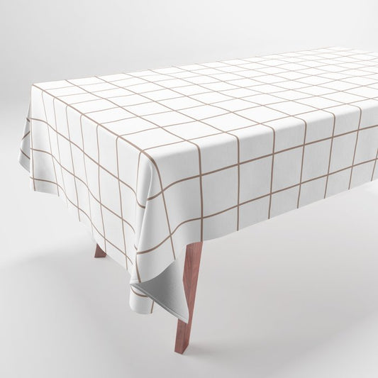 Mid-tone Brown White Tile Grid Pattern Pairs 2023 COTY Redend Point SW 9081 Tablecloth