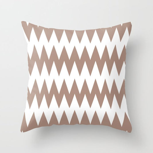 Mid-tone Brown White Zigzag Rippled Horizontal Stripe Pattern Pairs 2023 COTY Redend Point SW 9081 Throw Pillow