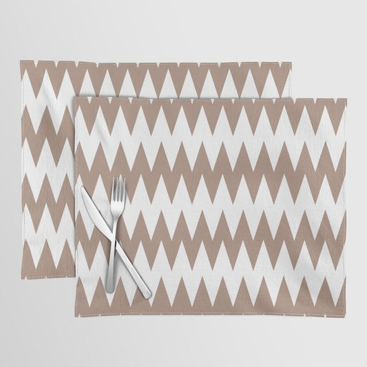 Mid-tone Brown White Zigzag Rippled Horizontal Stripe Pattern Pairs 2023 COTY Redend Point SW 9081 Placemats