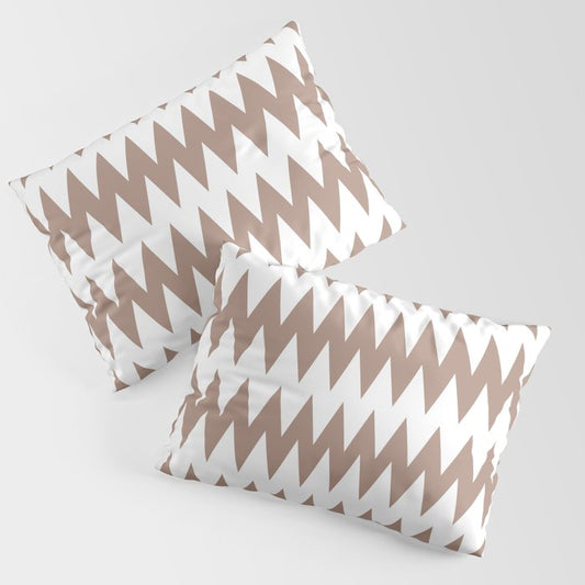 Mid-tone Brown White Zigzag Rippled Horizontal Stripe Pattern Pairs 2023 COTY Redend Point SW 9081 Pillow Sham Set