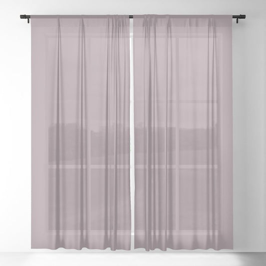 Mid-tone Dusty Violet Purple Solid Color PPG Gothic Amethyst PPG1046-5 - All One Single Hue Colour Sheer Curtain