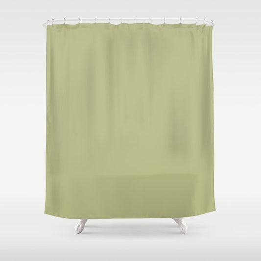 Mid-tone Green Solid Color Dunn & Edwards 2023 Trending Color Aloe Plant DE5563 Life in Poetry Collection Shower Curtain