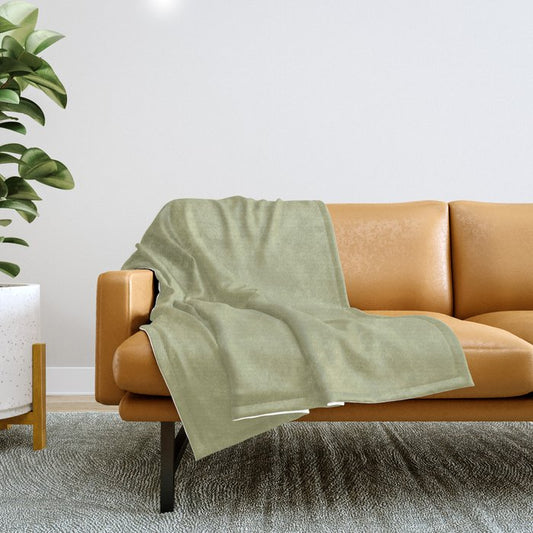 Mid-tone Green Solid Color Dunn & Edwards 2023 Trending Color Aloe Plant DE5563 Life in Poetry Collection Throw Blanket