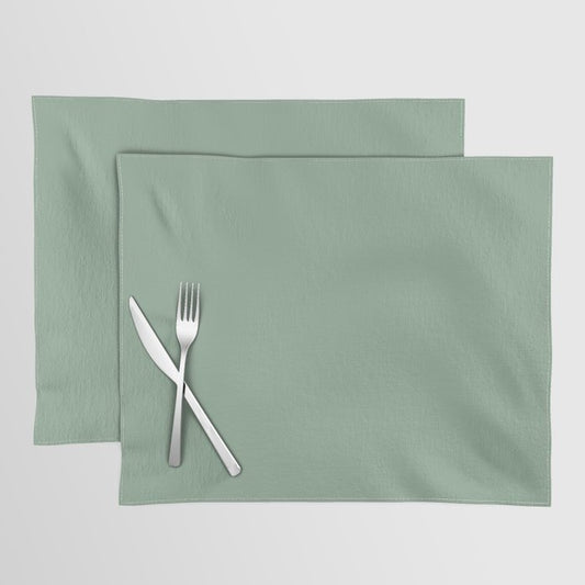 Mid-tone Green Solid Color Pairs 2023 Trending Hue Dutch Boy Glamorized Green 328-4DB Placemat Sets