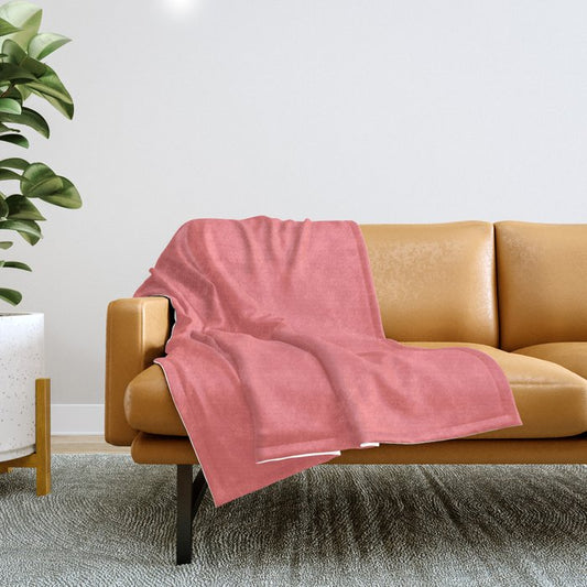 Mid-tone Pink Solid Color Dunn & Edwards 2023 Trending Color Pink Glamour DE5103 Life in Poetry Collection Throw Blanket