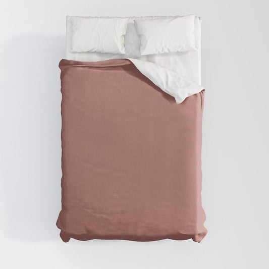 Mid-tone Pink Solid Color Pairs PPG Earth Rose PPG1056-5 - All One Single Shade Hue Colour Duvet Cover