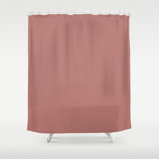 Mid-tone Pink Solid Color Pairs PPG Earth Rose PPG1056-5 - All One Single Shade Hue Colour Shower Curtain