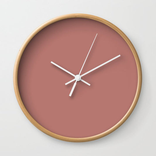 Mid-tone Pink Solid Color Pairs PPG Earth Rose PPG1056-5 - All One Single Shade Hue Colour Wall Clock