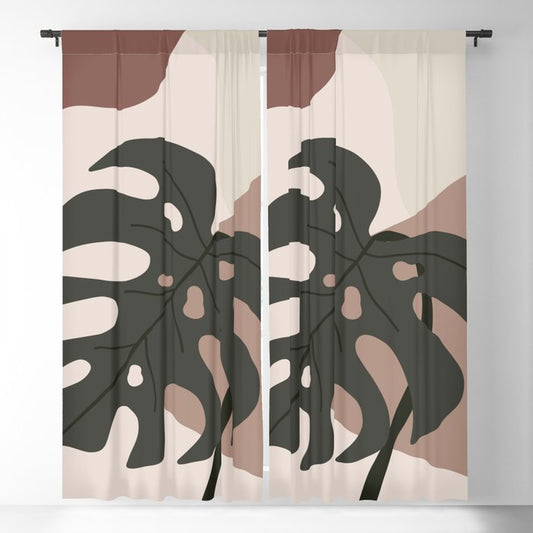 Modern Botanical Leaves Contemporary Shape Collection 4 Blackout Curtains