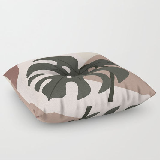 Modern Botanical Leaves Contemporary Shape Collection 4 Floor Pillow
