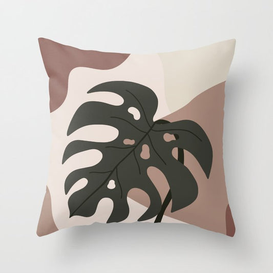 Modern Botanical Leaves Contemporary Shape Collection 4 Throw Pillow