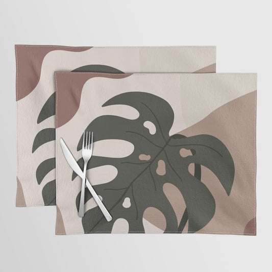 Modern Botanical Leaves Contemporary Shape Collection 4 Placemats