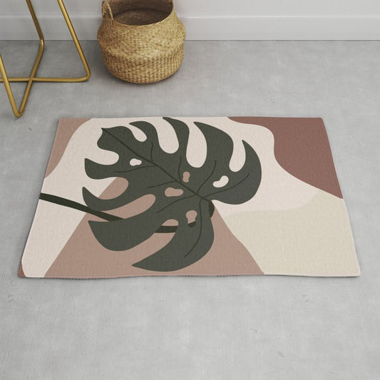 Modern Botanical Leaves Contemporary Shape Collection 4 Throw and Area Rugs