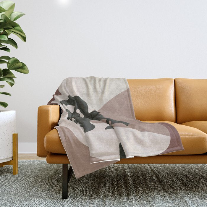 Modern Botanical Leaves Contemporary Shape Collection 4 Throw Blanket