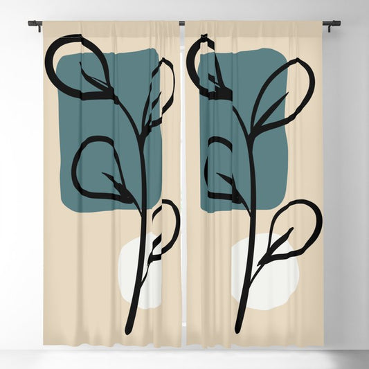 Modern Midcentury Botanical Floral Leaf Plant Shape 3 2023 COTY Vining Ivy PPG1148-6 and Accents Blackout Curtain