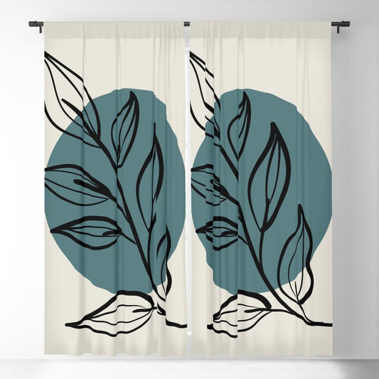 Modern Midcentury Botanical Floral Leaf Plant Shape 6 2023 COTY Vining Ivy PPG1148-6 and Accents Blackout Curtain