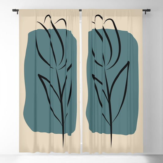 Modern Midcentury Botanical Floral Leaf Plant Shape 8 2023 COTY Vining Ivy PPG1148-6 and Accents Blackout Curtain