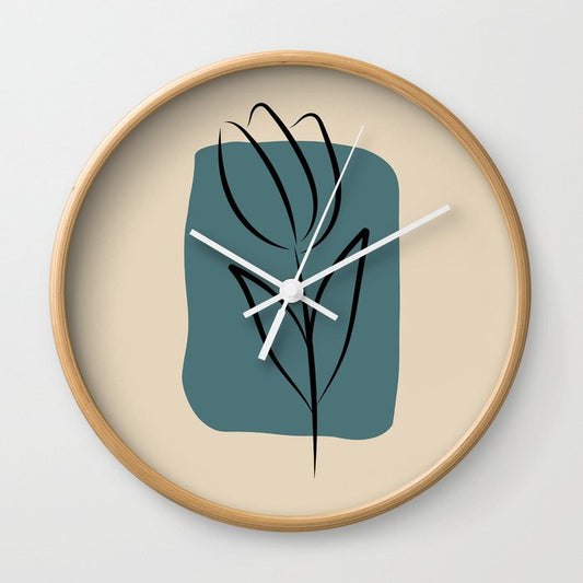 Modern Midcentury Botanical Floral Leaf Plant Shape 8 2023 COTY Vining Ivy PPG1148-6 and Accents Wall Clock