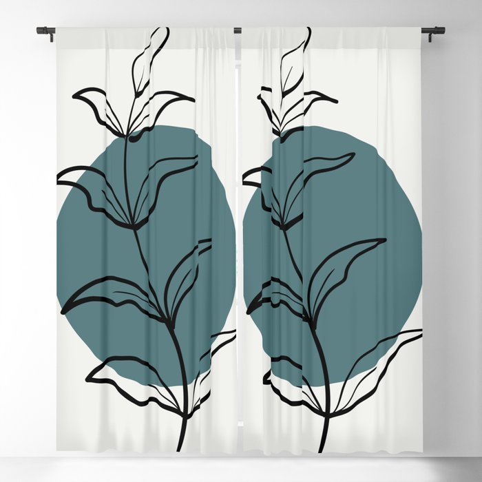 Modern Midcentury Botanical Floral Leaf Plant Shape 9 2023 COTY Vining Ivy PPG1148-6 and Accents Blackout Curtain