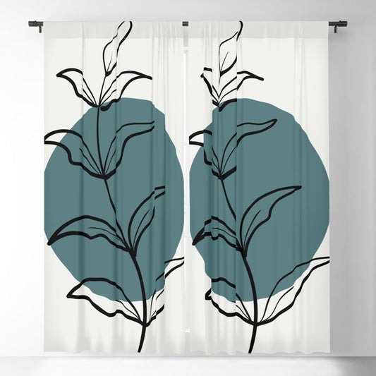 Modern Midcentury Botanical Floral Leaf Plant Shape 9 2023 COTY Vining Ivy PPG1148-6 and Accents Blackout Curtain