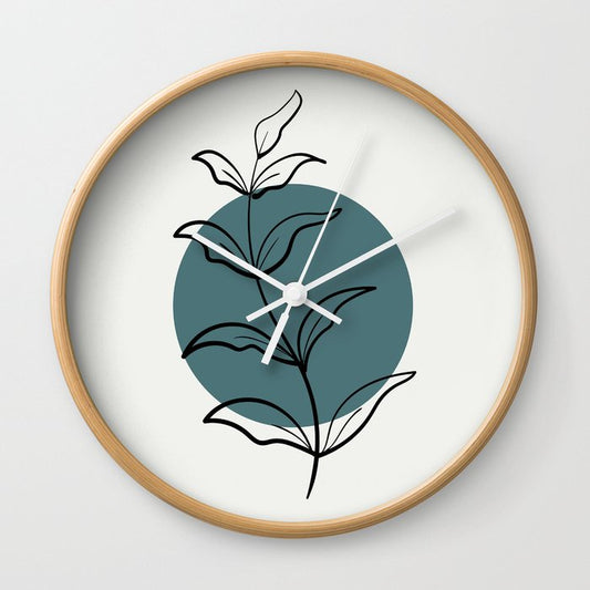 Modern Midcentury Botanical Floral Leaf Plant Shape 9 2023 COTY Vining Ivy PPG1148-6 and Accents Wall Clock