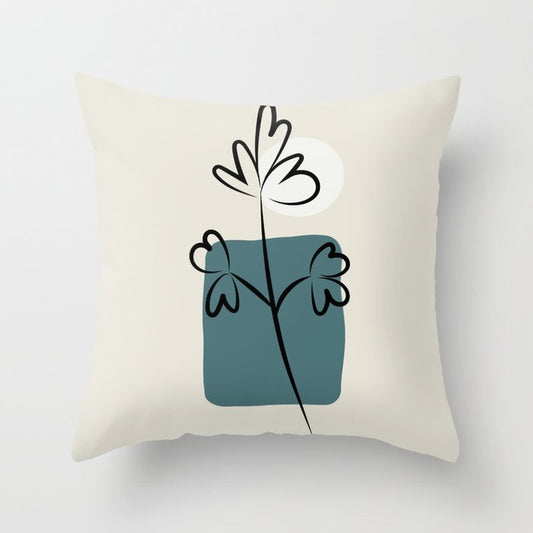 Modern Midcentury Botanical Leaf Plant Shape Graphic Design 2 2023 COTY Vining Ivy PPG1148-6 Accents Throw Pillow