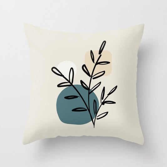 Modern Midcentury Botanical Leaf Plant Shape Graphic Design 2023 COTY Vining Ivy PPG1148-6 Accents Throw Pillow
