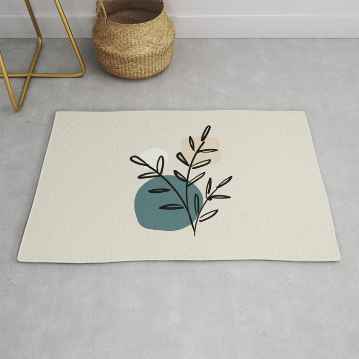 Modern Midcentury Botanical Leaf Plant Shape Graphic Design 2023 COTY Vining Ivy PPG1148-6 Accents Throw and Area Rug