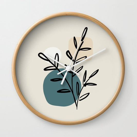 Modern Midcentury Botanical Leaf Plant Shape Graphic Design 2023 COTY Vining Ivy PPG1148-6 Accents Wall Clock