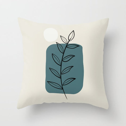 Modern Midcentury Botanical Leaf Plant Shape Graphic Design 3 2023 COTY Vining Ivy PPG1148-6 Accents Throw Pillow