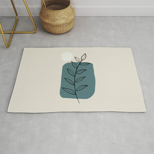 Modern Midcentury Botanical Leaf Plant Shape Graphic Design 3 2023 COTY Vining Ivy PPG1148-6 Accents Throw and Area Rug
