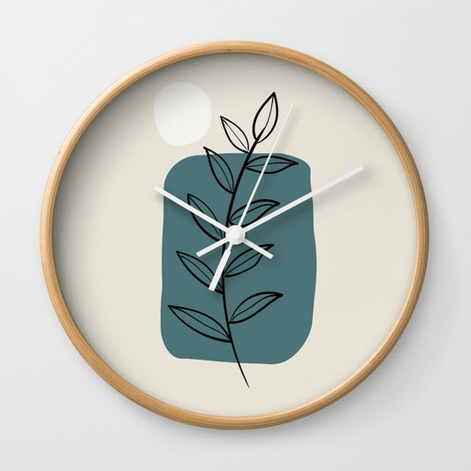 Modern Midcentury Botanical Leaf Plant Shape Graphic Design 3 2023 COTY Vining Ivy PPG1148-6 Accents Wall Clock