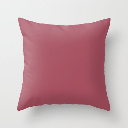 Muted Candy Apple Red Solid Color Pairs PPG Glidden 2023 Trending Color Heart's Afire PPG13-14 Throw Pillow