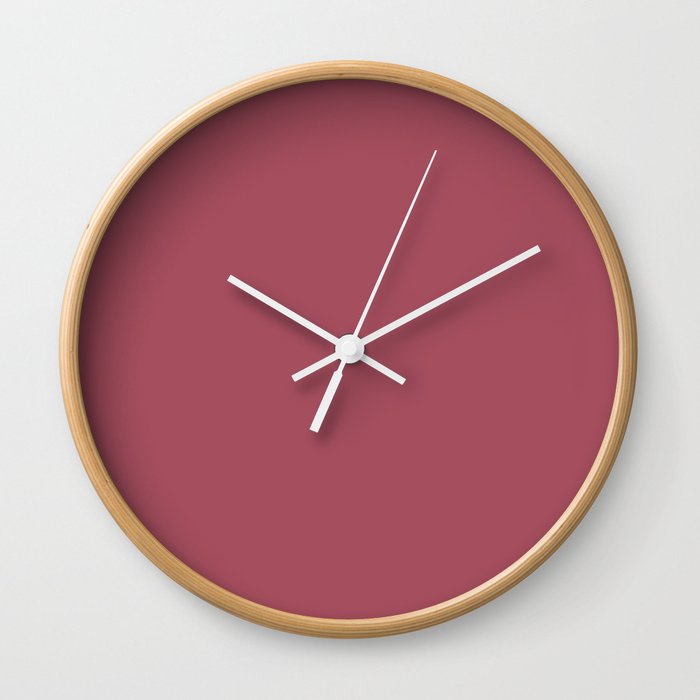 Muted Candy Apple Red Solid Color Pairs PPG Glidden 2023 Trending Color Heart's Afire PPG13-14 Wall Clock