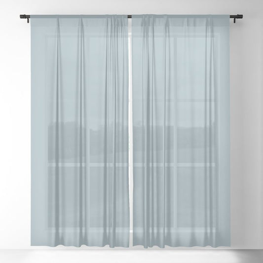 Muted Caribbean Blue Solid Color Pairs PPG Glidden 2023 Trending Color Mountain Stream PPG1149-4 Sheer Curtain