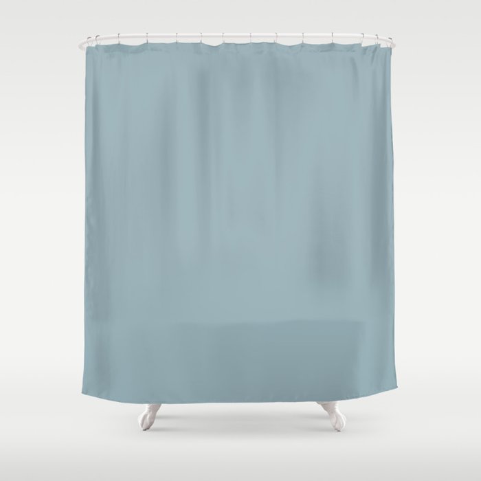 Muted Caribbean Blue Solid Color Pairs PPG Glidden 2023 Trending Color Mountain Stream PPG1149-4 Shower Curtain