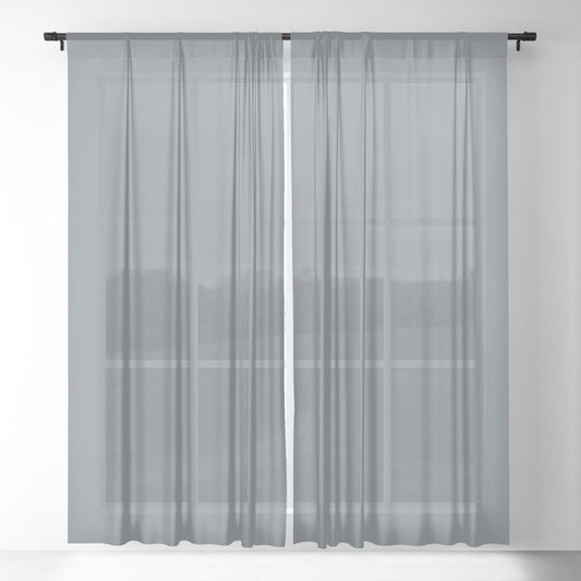 Muted Mid-tone Blue Gray Solid Color Pairs 2023 Trending Hue Dutch Boy Industrialized 434-5DB Sheer Curtains