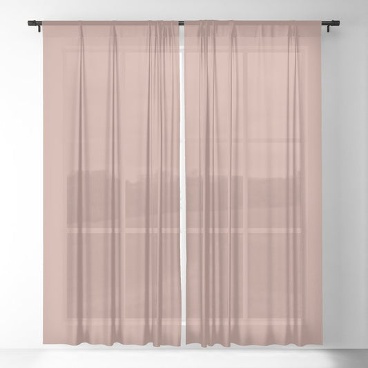 Muted Mid-tone Pink Solid Color Pairs 2023 Trending Hue Dutch Boy Amber Wood 409-4DB Sheer Curtains