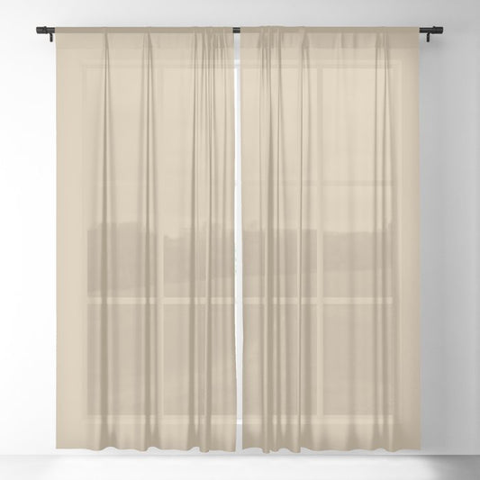 Neutral Beige Tan Solid Color Pairs 2023 Trending Hue Dutch Boy Maize 317-3DB Sheer Curtains