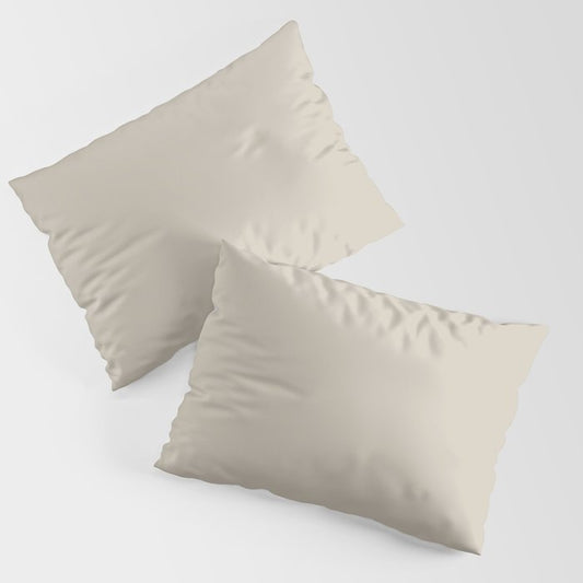 Neutral Light Gray Beige Solid Color PPG Synchronicity PPG1021-2 - All One Single Shade Hue Colour Pillow Sham Set