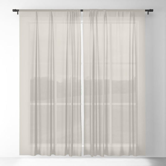 Neutral Light Gray Beige Solid Color PPG Synchronicity PPG1021-2 - All One Single Shade Hue Colour Sheer Curtain