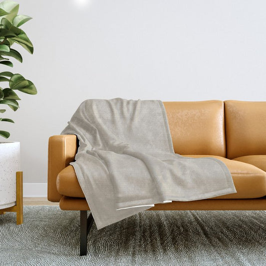 Neutral Light Gray Beige Solid Color PPG Synchronicity PPG1021-2 - All One Single Shade Hue Colour Throw Blanket