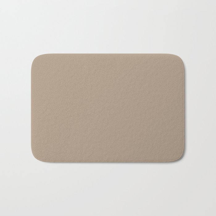 Neutral Mid-tone Beige Solid Color Pairs PPG Weathered Wood PPG1077-4 - All One Single Shade Colour Bath Mat